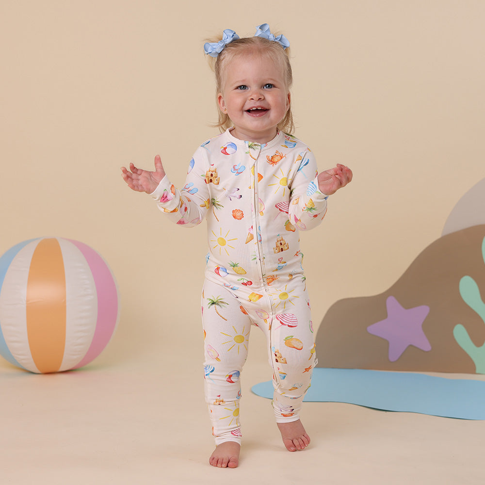 Beach Fun Organic Snugglesuit Convertible Romper - View 1