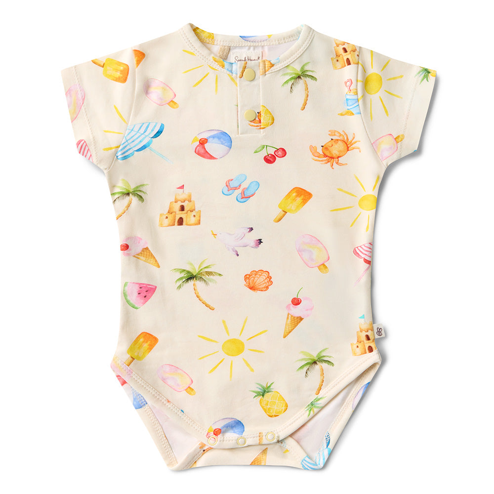 Beach Fun Short Sleeve Organic Bodysuit - View 2