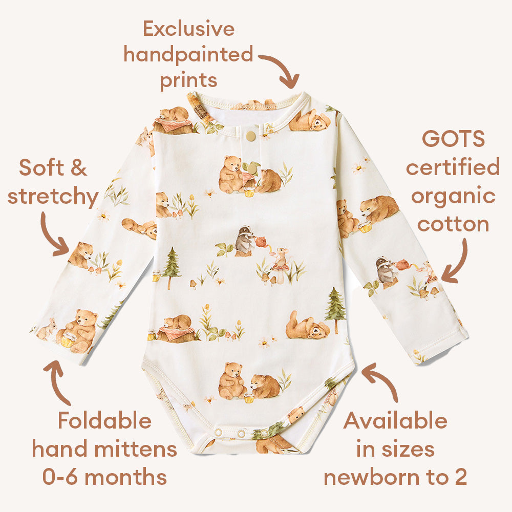 Bears Long Sleeve Organic Bodysuit - View 4