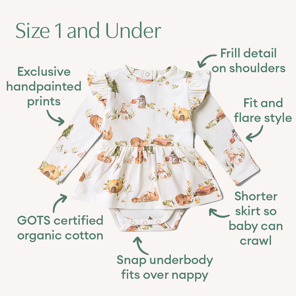 Bears Long Sleeve Organic Dress - View 4