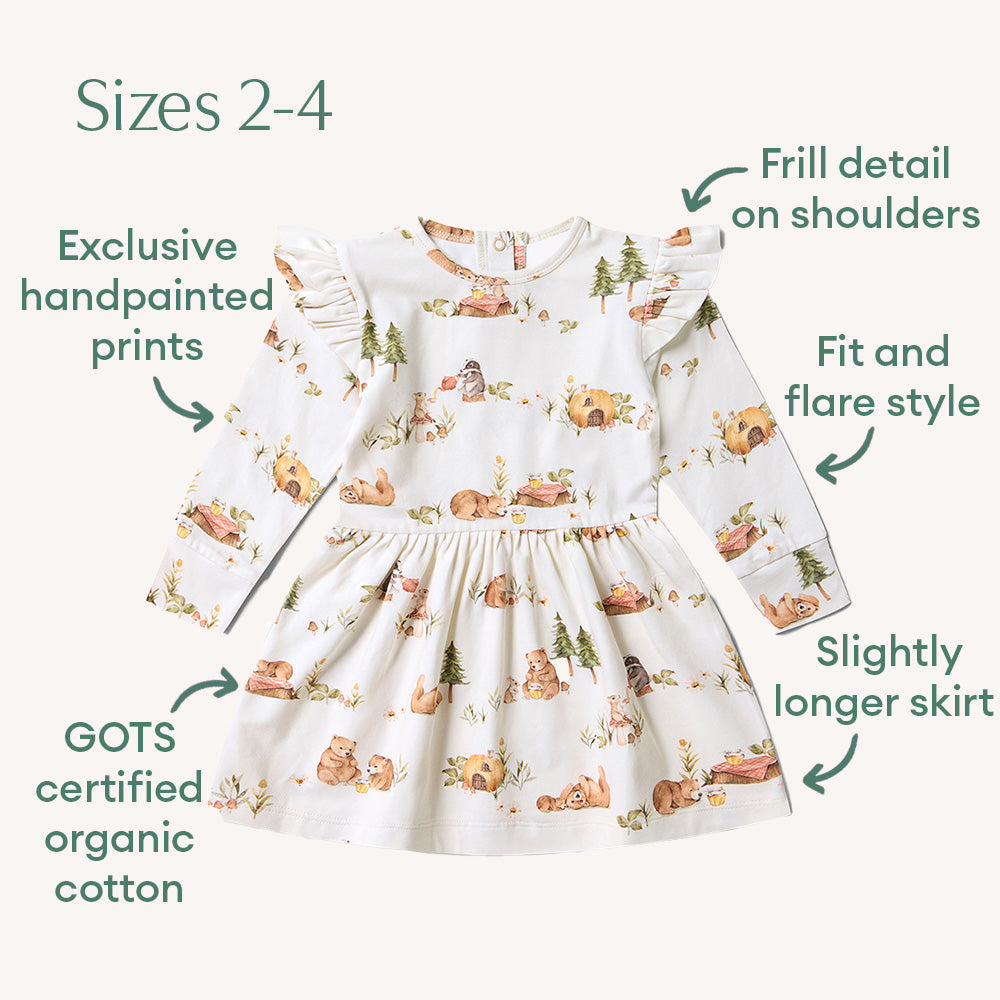 Bears Long Sleeve Organic Dress - View 9