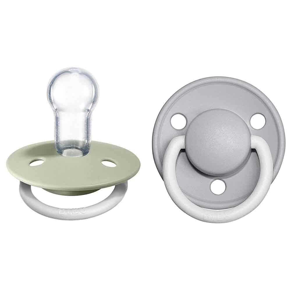 BIBS De Lux Silicone Night Glow Dummy 2 Pack - Sage/ Cloud - View 1