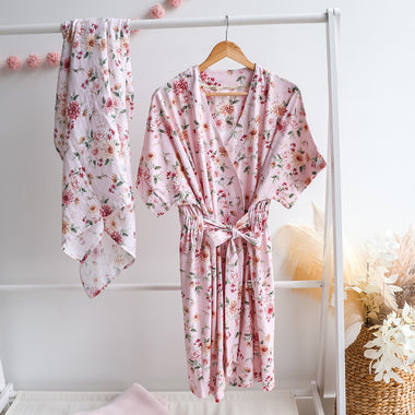 Birds & Blooms Organic Maternity Robe | Snuggle Hunny