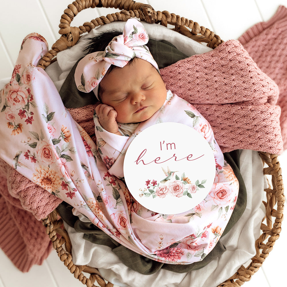 Birds & Blooms Organic Jersey Wrap & Topknot Set - View 5