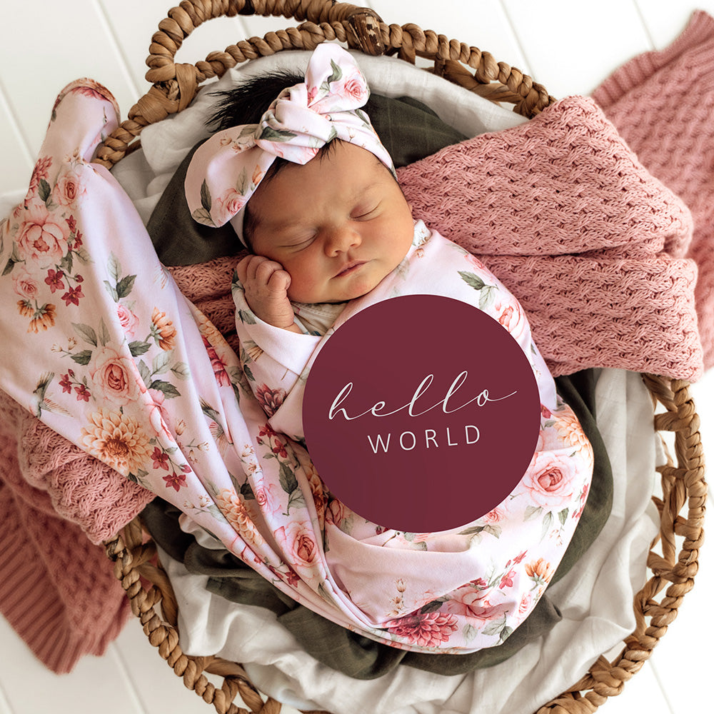 Birds & Blooms Organic Jersey Wrap & Topknot Set - View 4