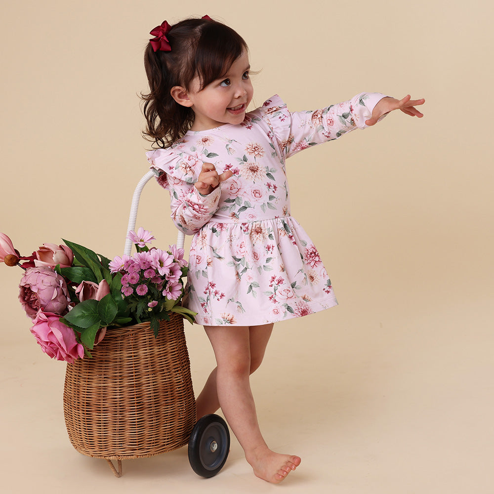 Birds & Blooms Long Sleeve Organic Dress - View 5
