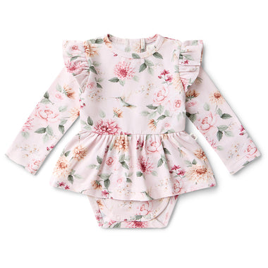 Birds & Blooms Long Sleeve Organic Dress | Snuggle Hunny