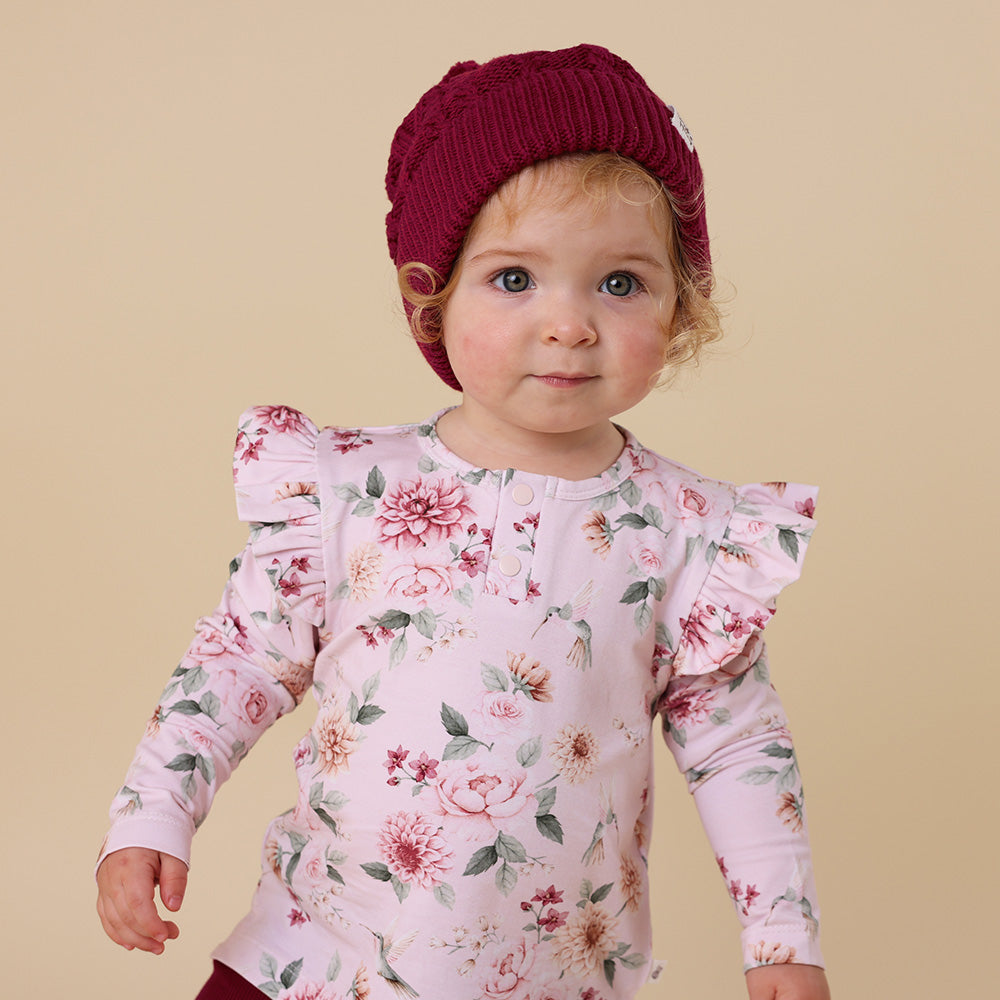 Birds & Blooms Organic Long Sleeve Top with Frill - View 3
