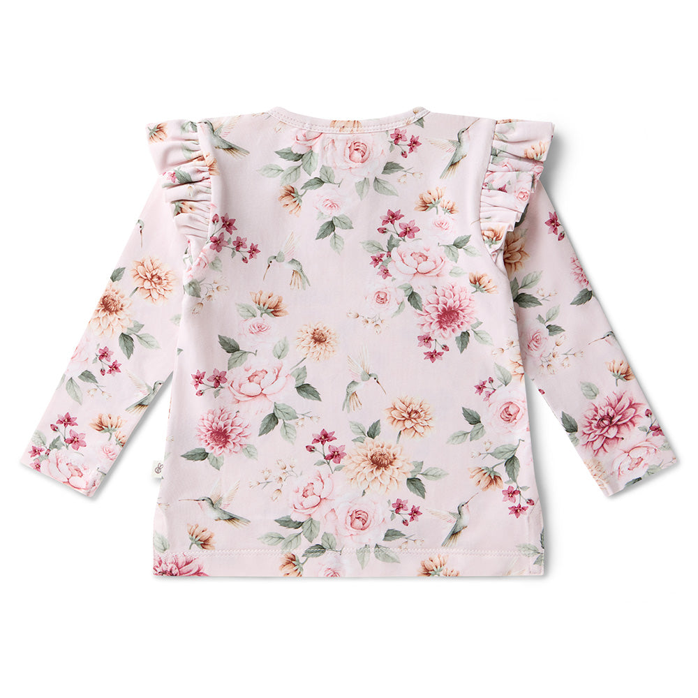 Birds & Blooms Organic Long Sleeve Top with Frill - View 16