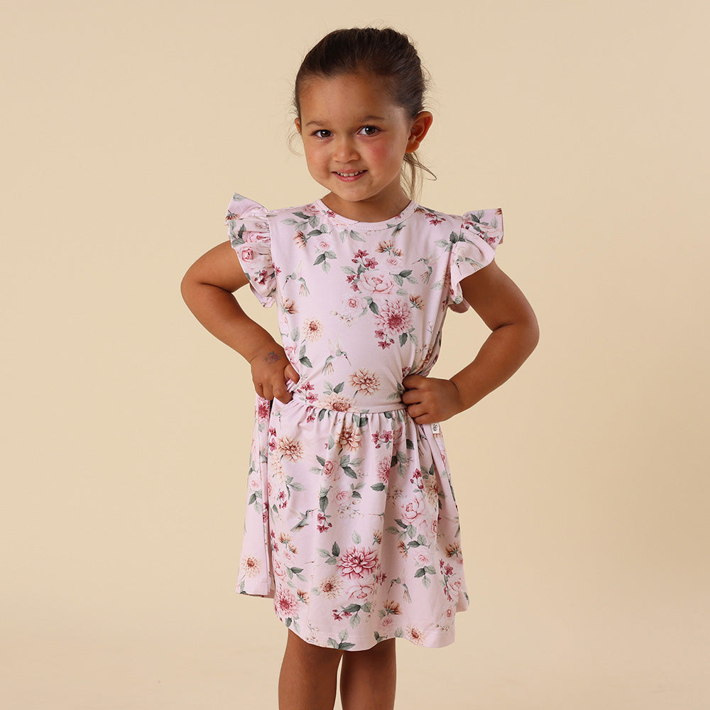 Birds & Blooms Short Sleeve Organic Dress - View 7