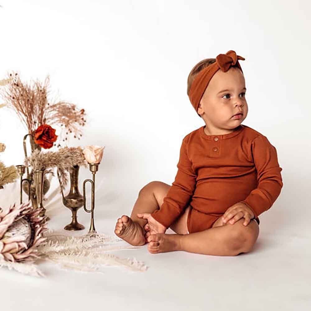 Biscuit Long Sleeve Organic Bodysuit - View 3