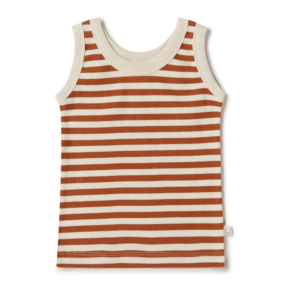 Biscuit Stripe Organic Singlet - View 2