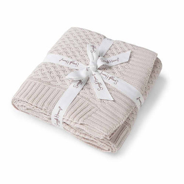 Blankets - Warm Grey Diamond Knit Organic Baby Blanket