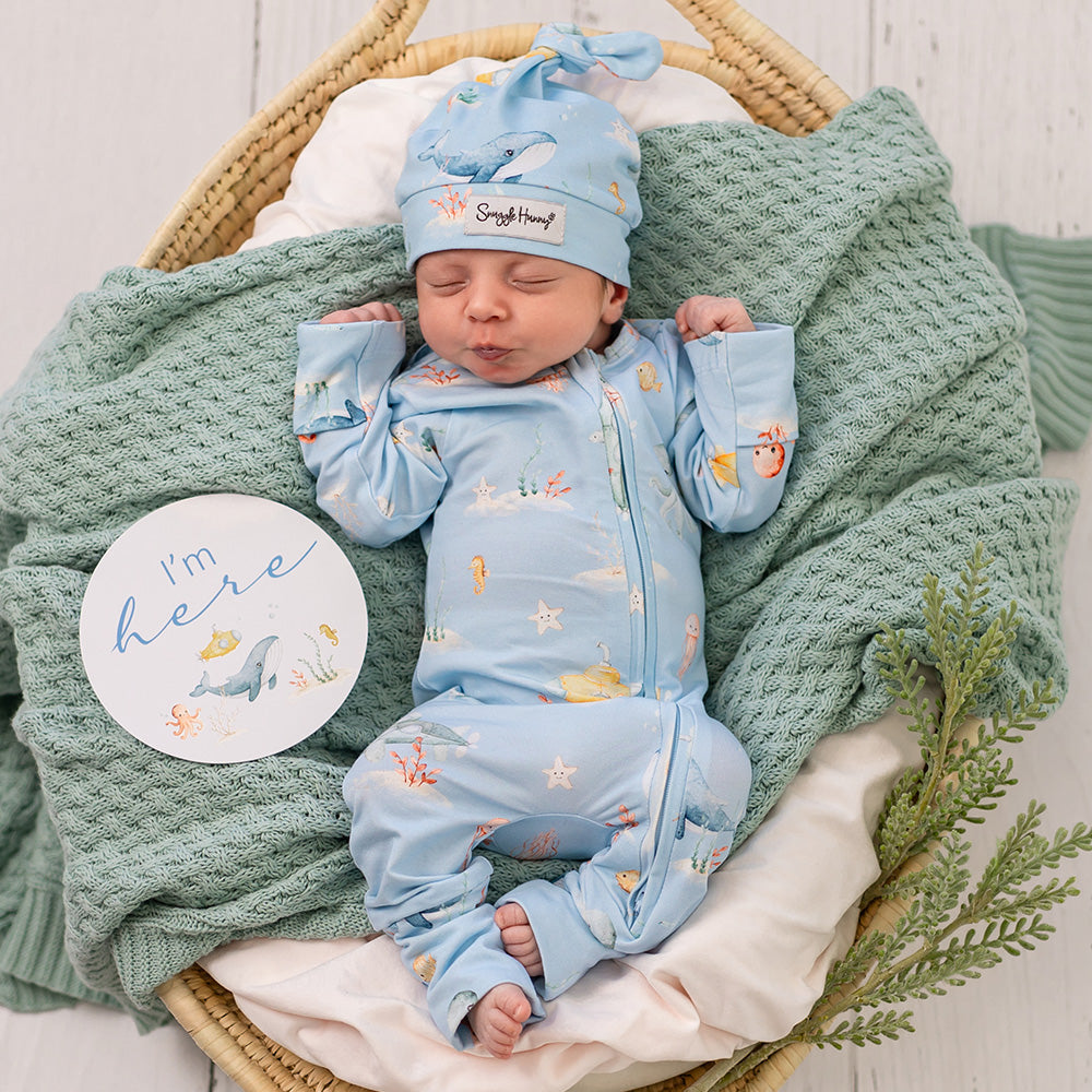 Blue Little Subs Organic Snugglesuit Convertible Romper - View 1