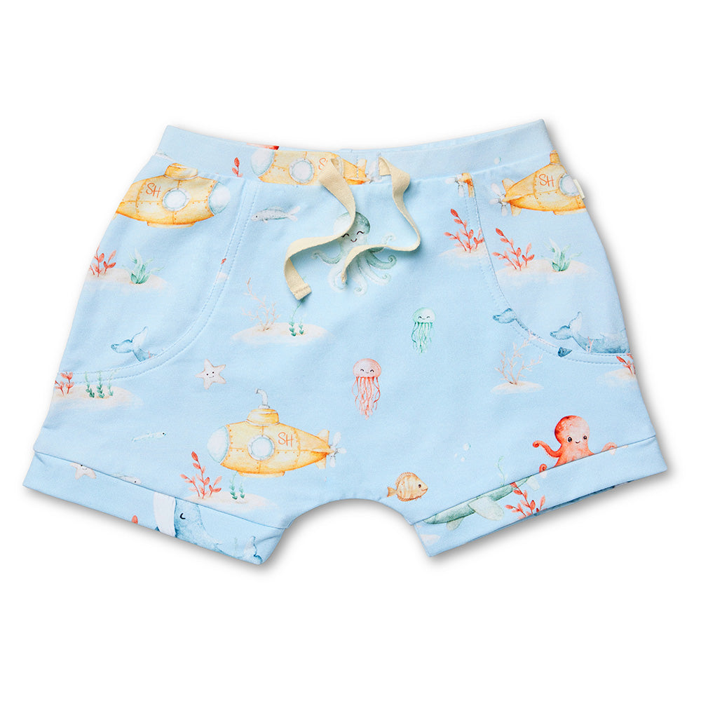 Blue Little Subs Organic Shorts - View 2
