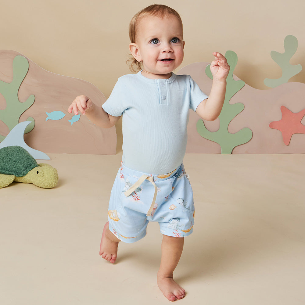 Blue Little Subs Organic Shorts - View 4