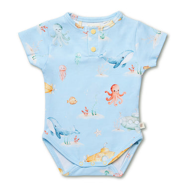 Blue Little Subs Short Sleeve Organic Bodysuit | Snuggle Hunny