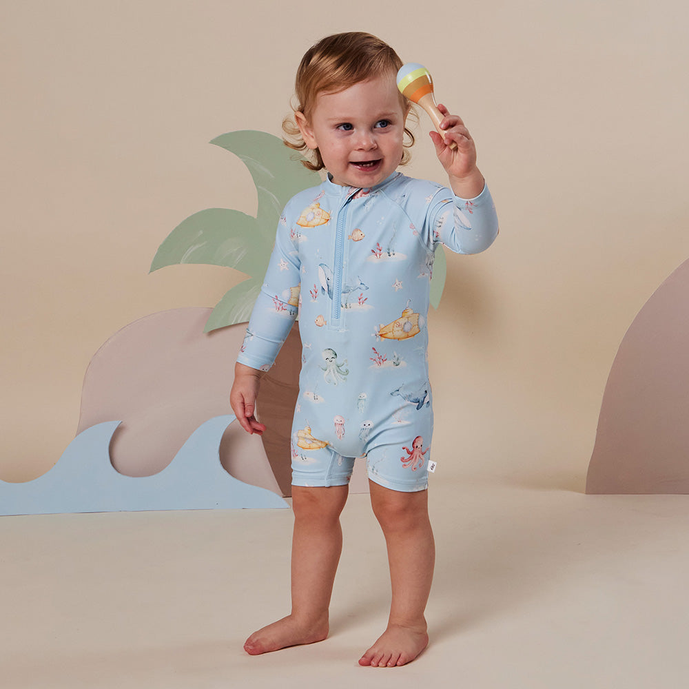 Blue Little Subs Swim Shortie - View 8
