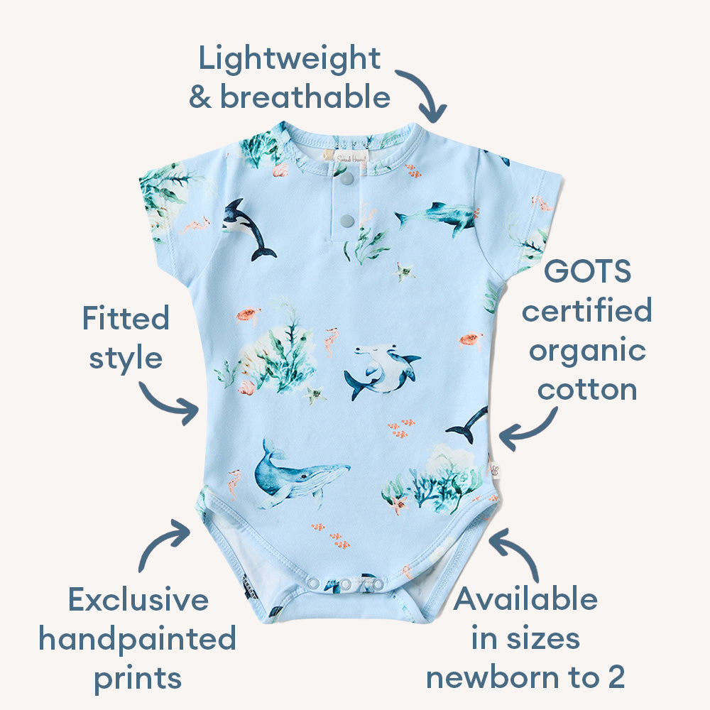 Blue Ocean Short Sleeve Organic Bodysuit - View 4