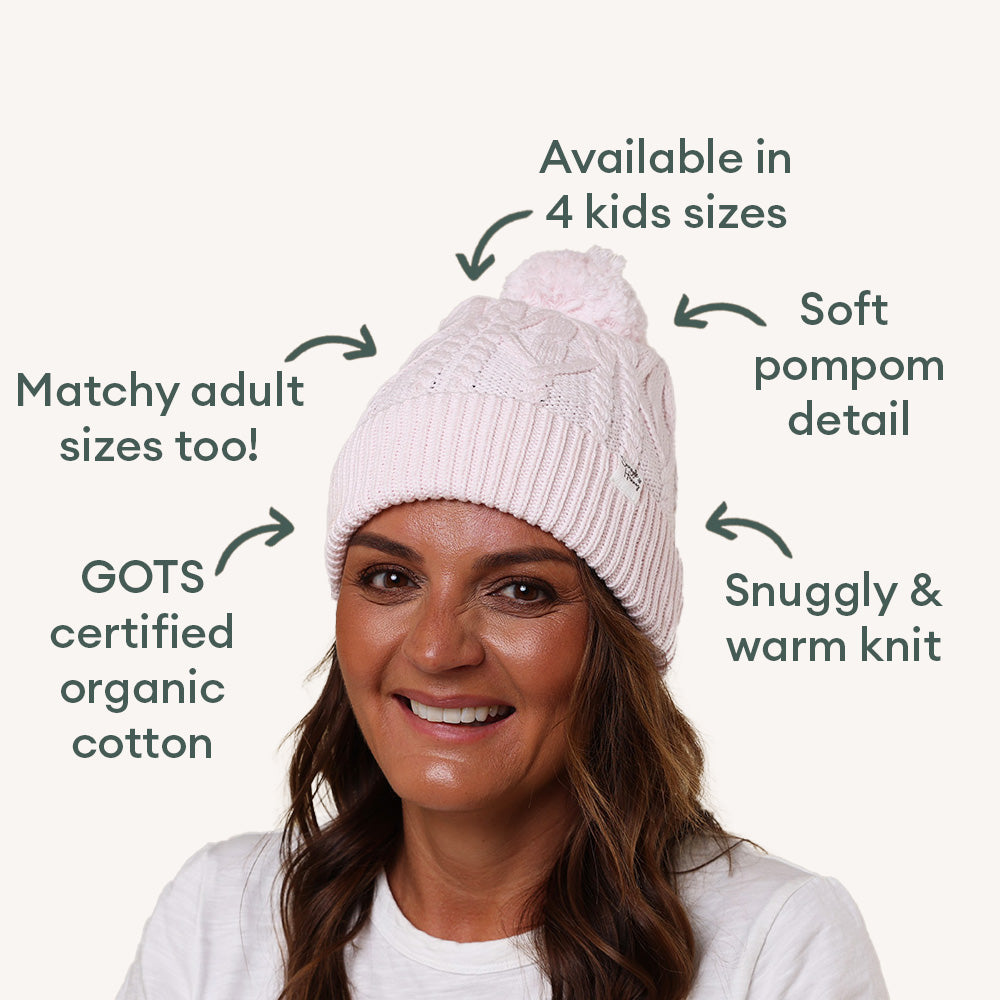 Blush Pink Organic Adult Knit Beanie - View 4