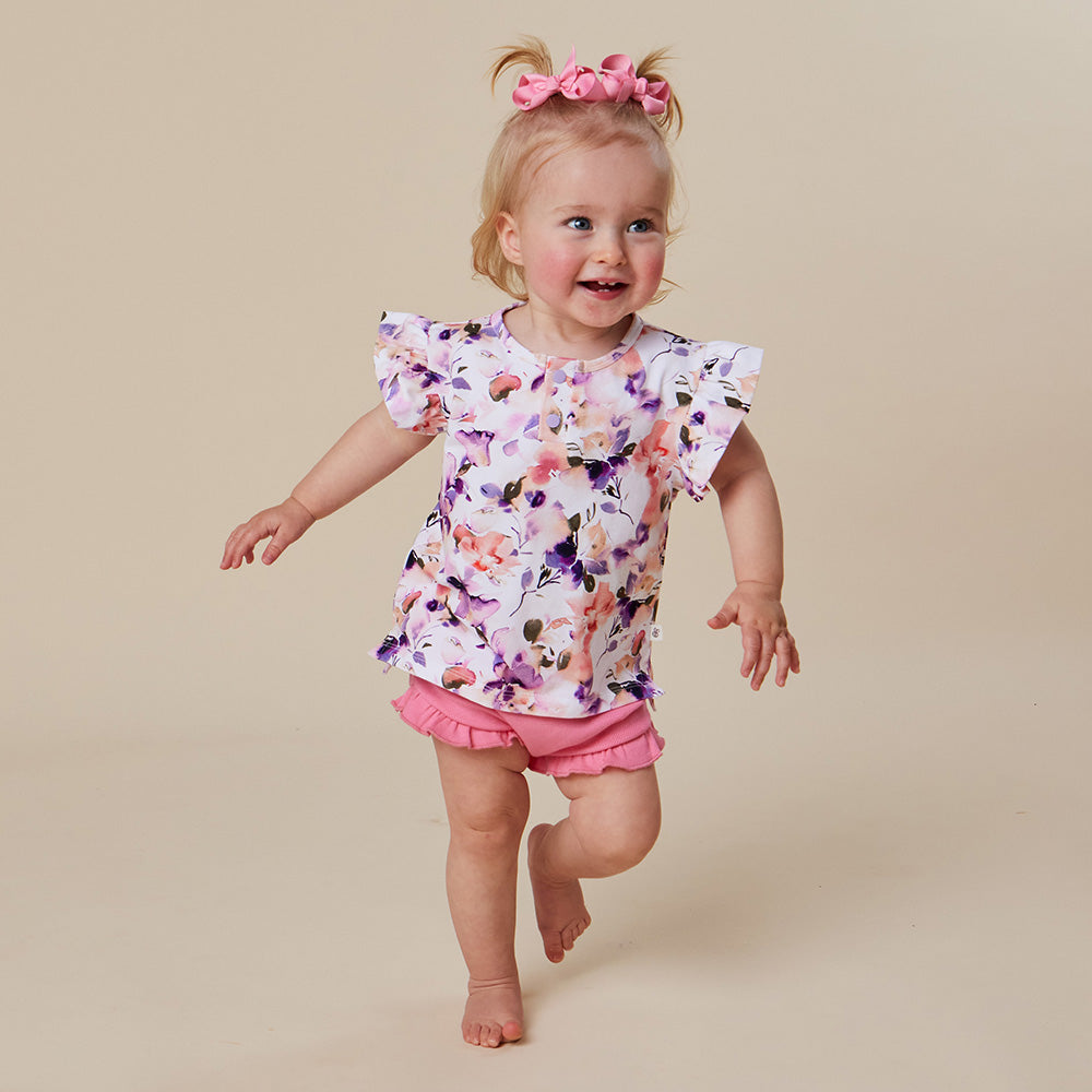Blushing Beauty Organic Short Sleeve Top with Frill - View 4