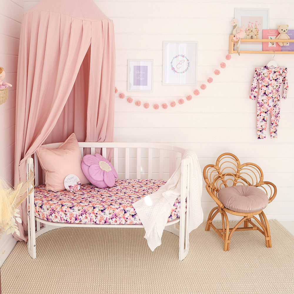 Blushing Beauty Organic Fitted Cot Sheet - View 4