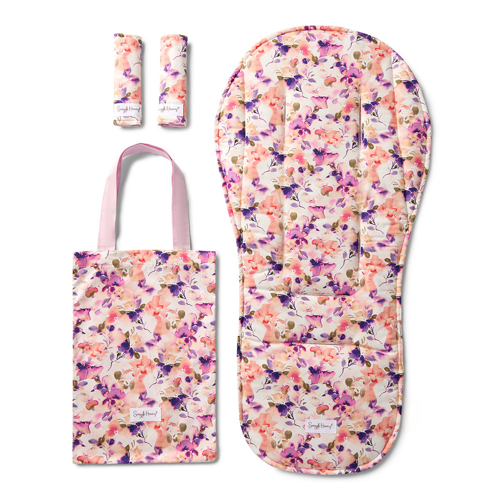 Bundle - Blushing Beauty Pram Liner & Strap Cover Set - View 1