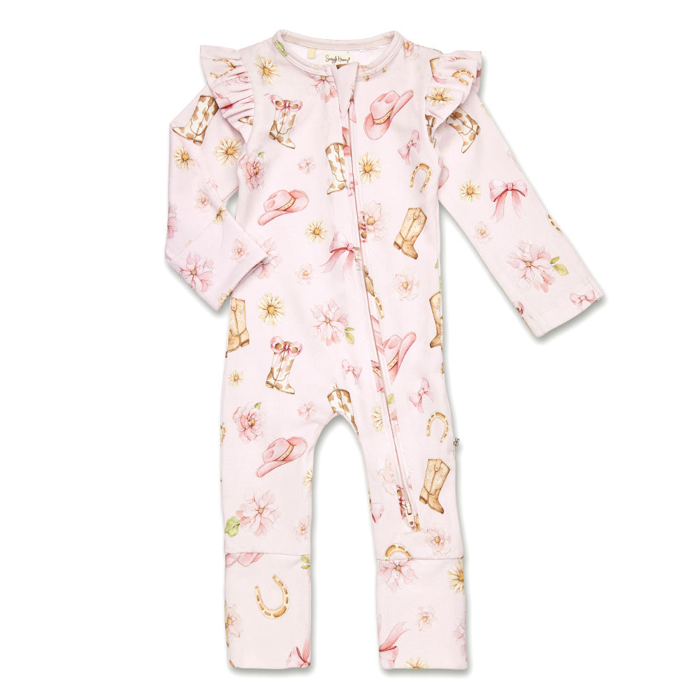 Boots & Bows Organic Snugglesuit Convertible Romper with Frill - View 2