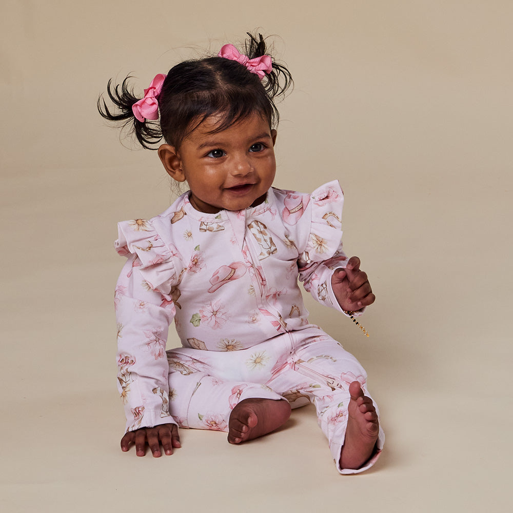 Boots & Bows Organic Snugglesuit Convertible Romper with Frill - View 7