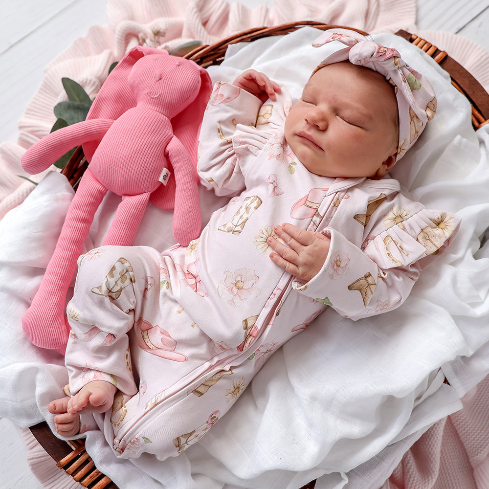 Boots & Bows Organic Snugglesuit Convertible Romper with Frill - View 15