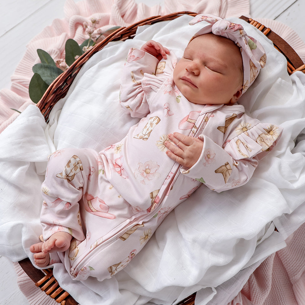 Boots & Bows Organic Snugglesuit Convertible Romper with Frill - View 14