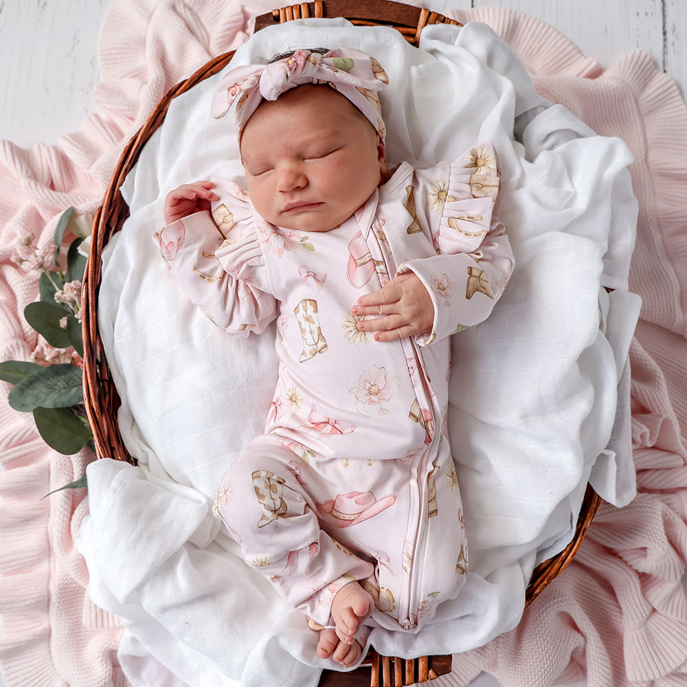 Boots & Bows Organic Snugglesuit Convertible Romper with Frill - View 1