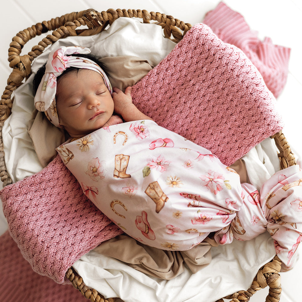 Boots & Bows Organic Jersey Wrap & Topknot Set - View 4