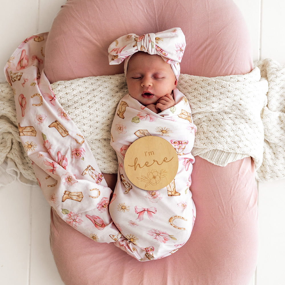 Boots & Bows Organic Jersey Wrap & Topknot Set - View 9