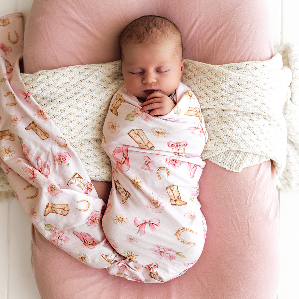 Boots & Bows Organic Jersey Wrap & Topknot Set - View 10