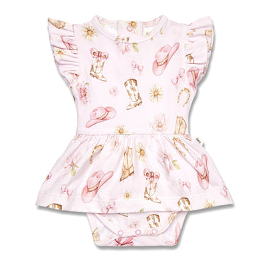 Boots & Bows Short Sleeve Organic Dress | Snuggle Hunny