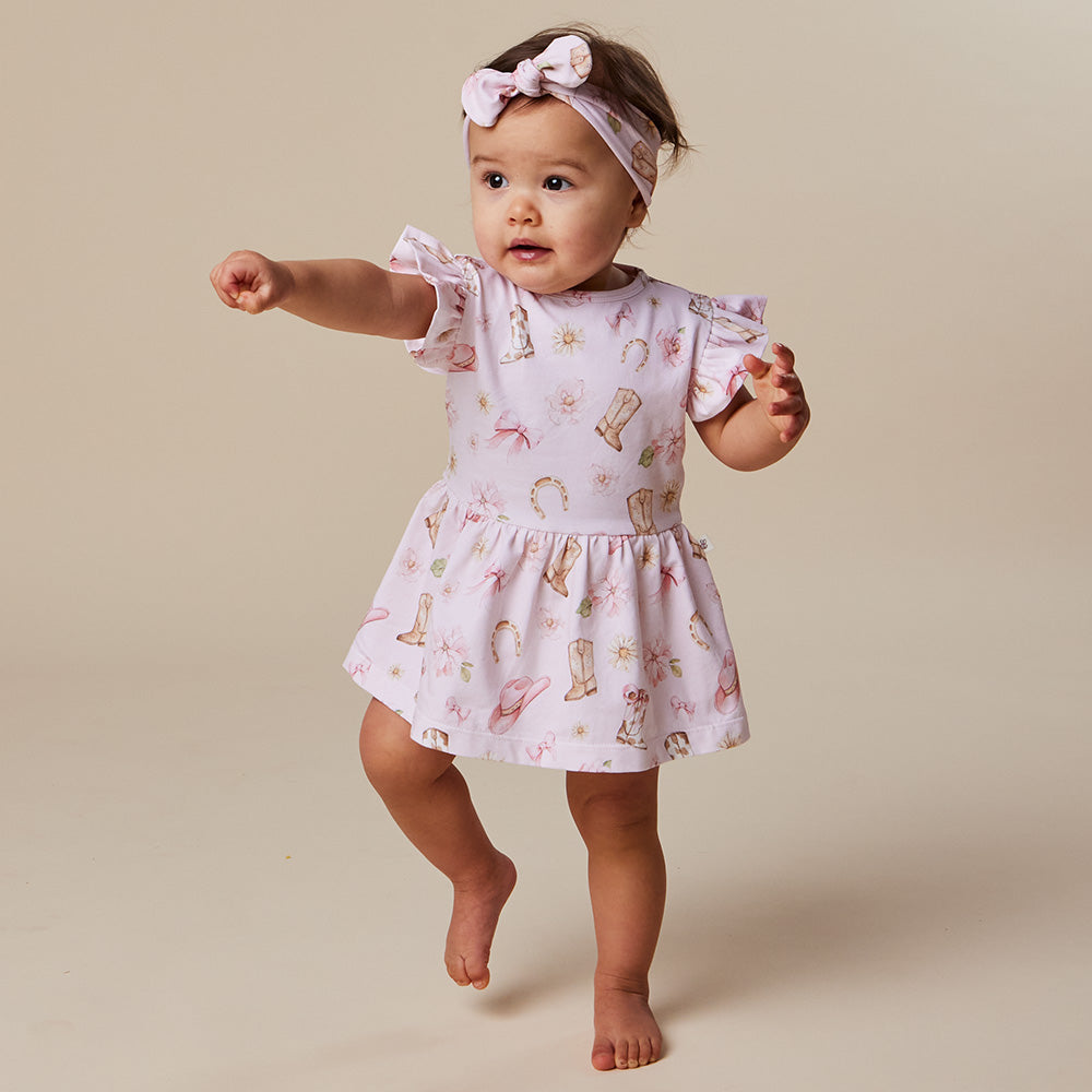 Boots & Bows Short Sleeve Organic Dress - View 5