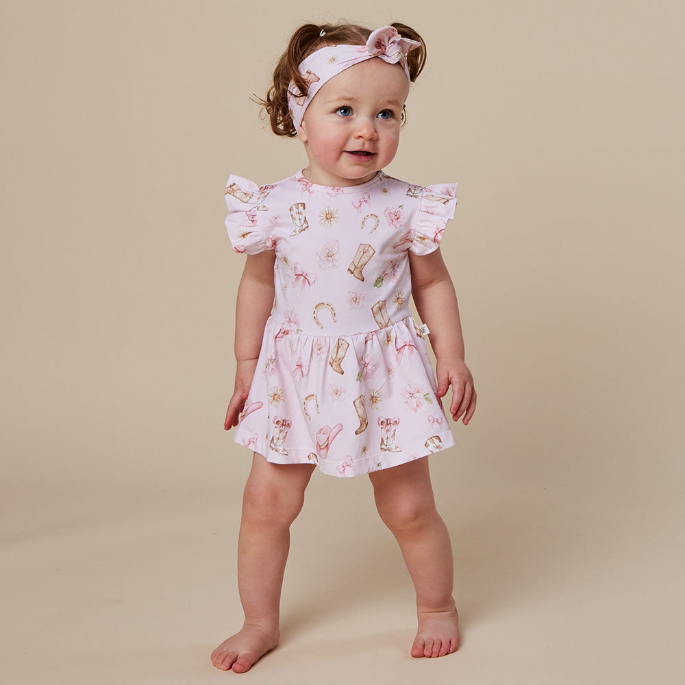 Boots & Bows Short Sleeve Organic Dress - View 1