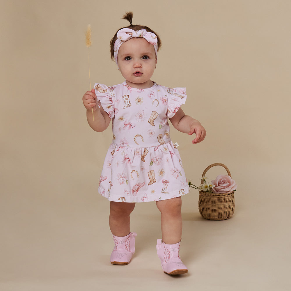 Boots & Bows Short Sleeve Organic Dress - View 12