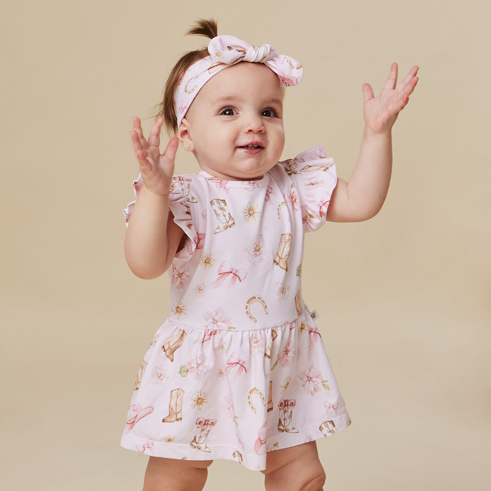 Boots & Bows Short Sleeve Organic Dress - View 15