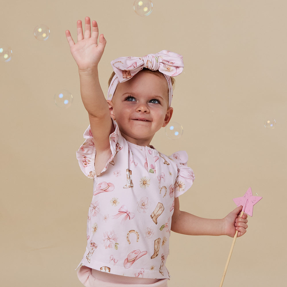Boots & Bows Organic Short Sleeve Top with Frill - View 5