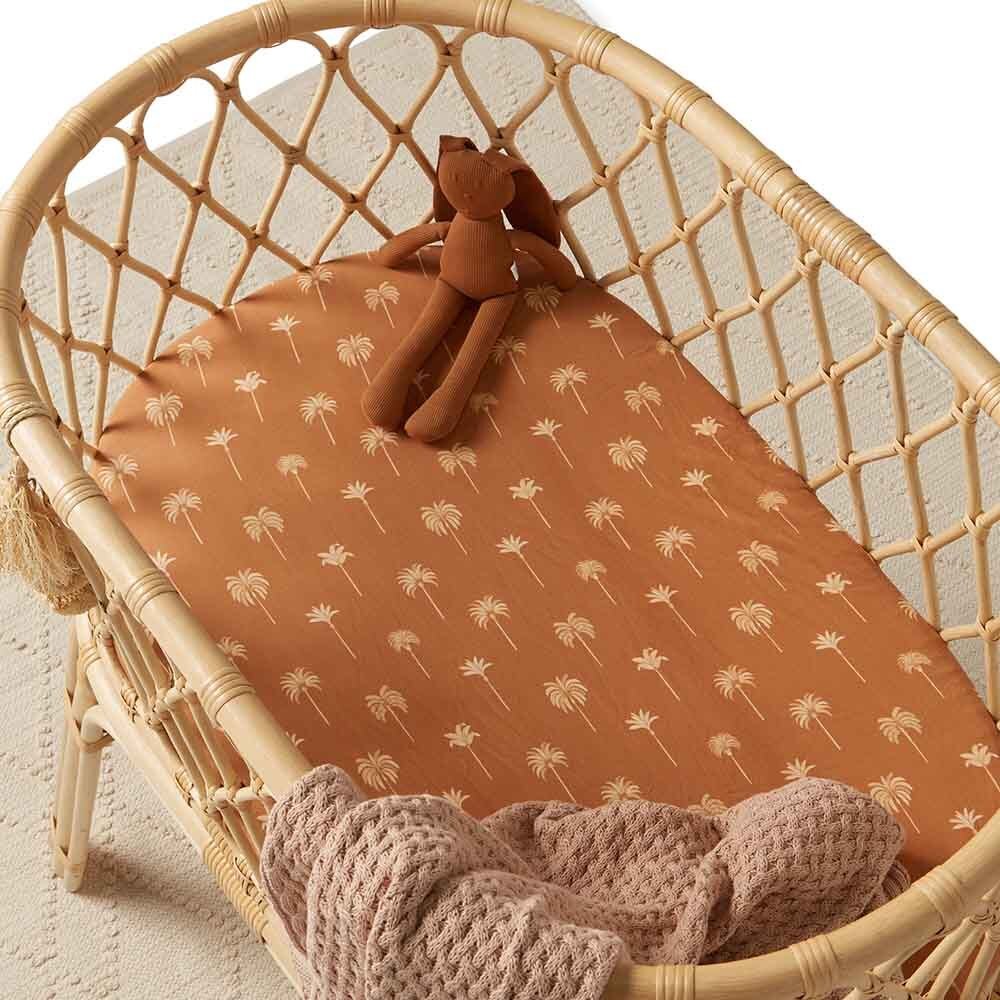 Bronze Palm Organic Bassinet Sheet / Change Pad Cover - View 1