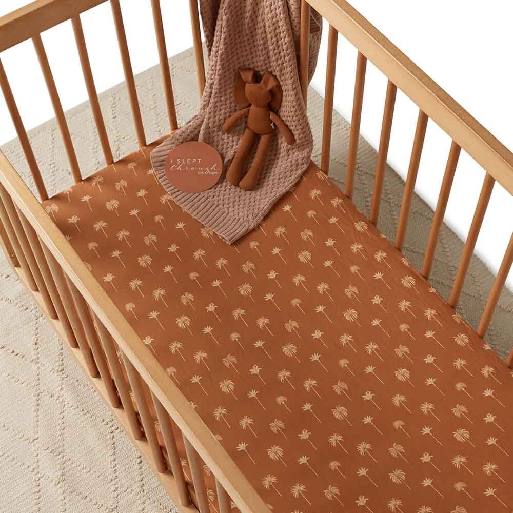 Bronze Palm Organic Fitted Cot Sheet - View 1