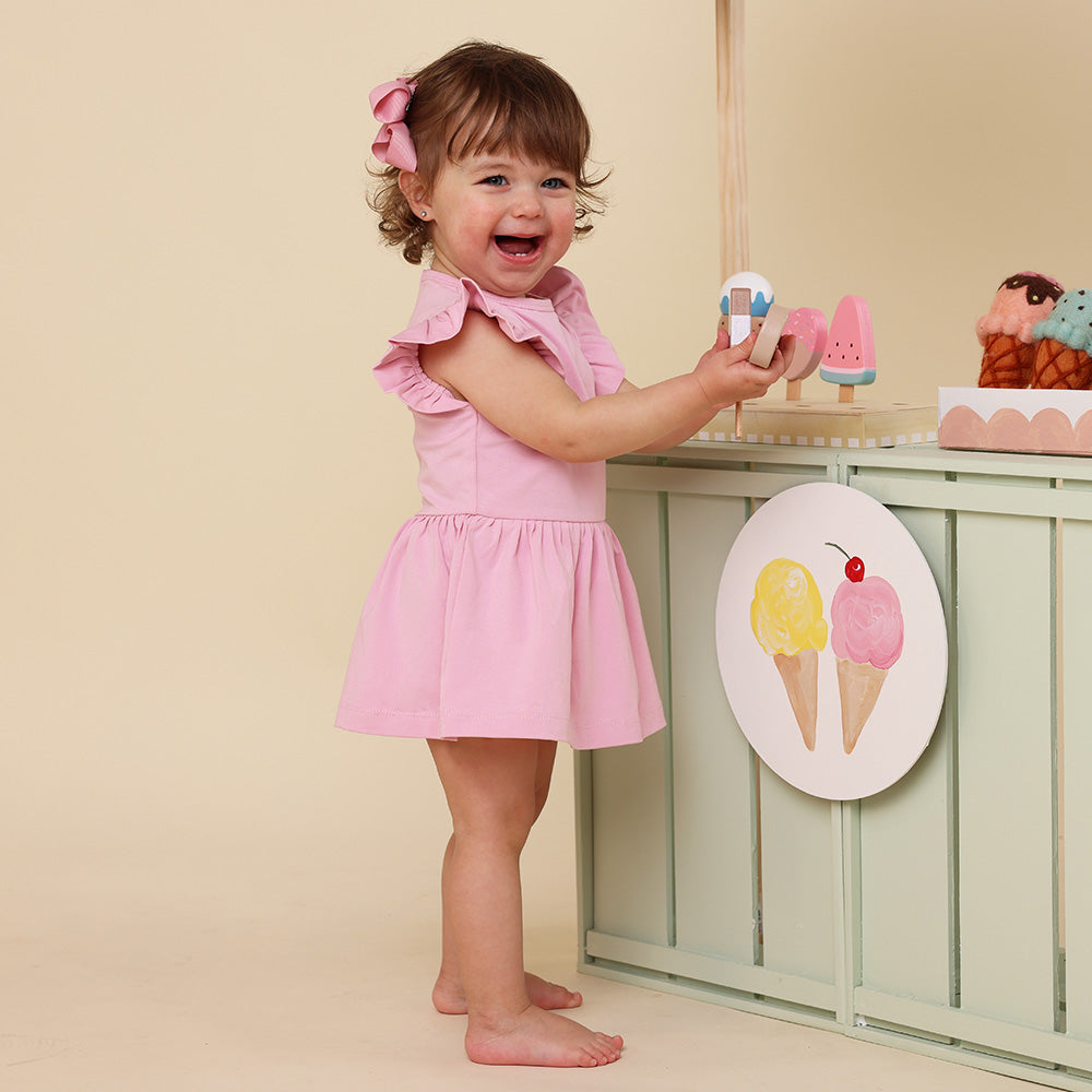 Bubblegum Short Sleeve Organic Dress - View 7