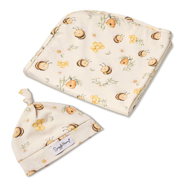 Bumblebees Organic Jersey Wrap & Beanie Set | Snuggle Hunny
