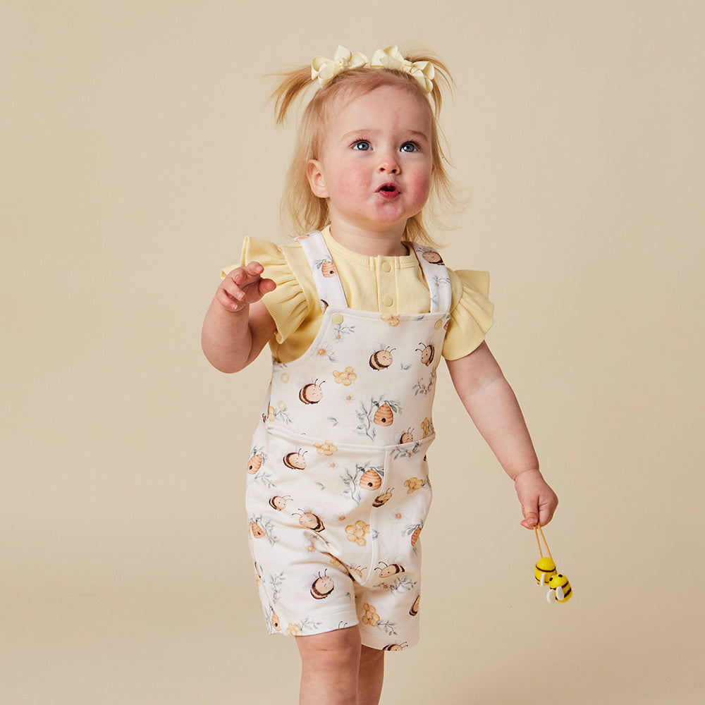 Bumblebees Organic Snuggle Overall Shorts - View 1