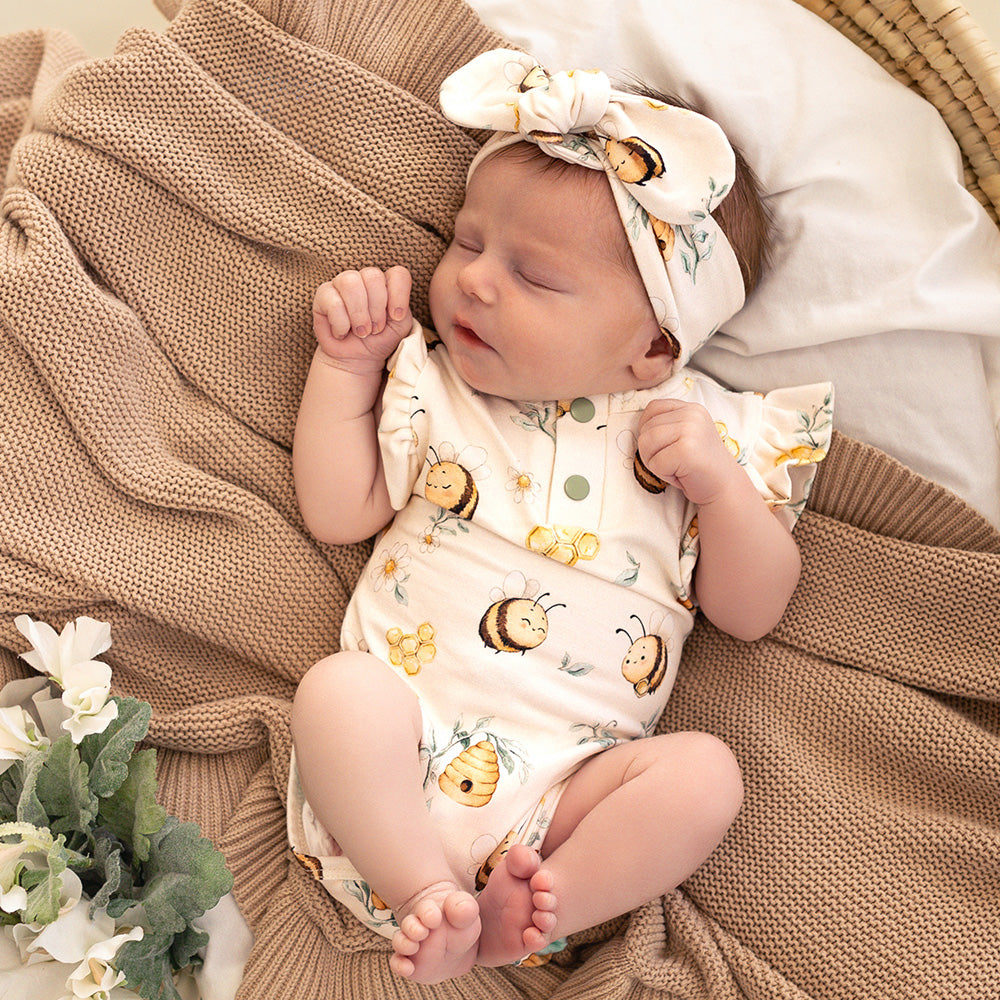 Bumblebees Short Sleeve Organic Bodysuit with Frill - View 3