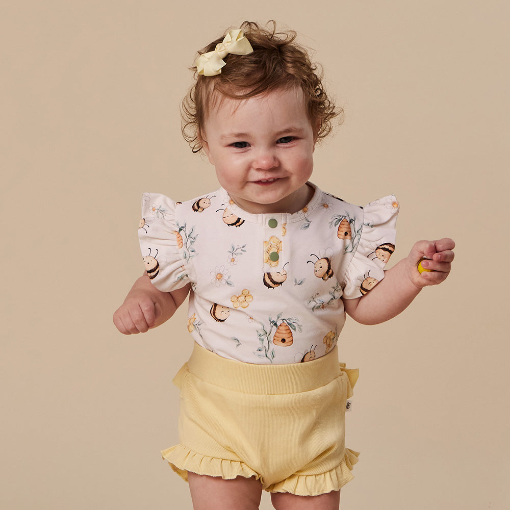 Bumblebees Short Sleeve Organic Bodysuit with Frill - View 4