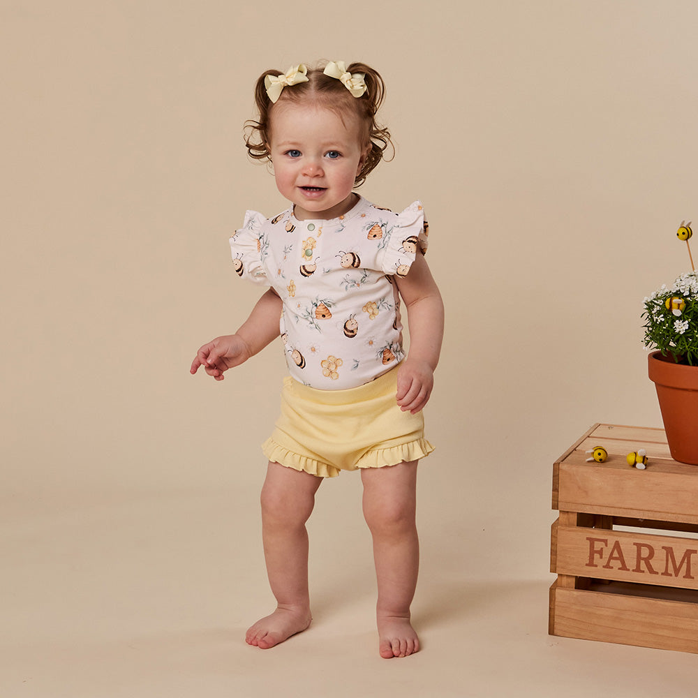 Bumblebees Short Sleeve Organic Bodysuit with Frill - View 10