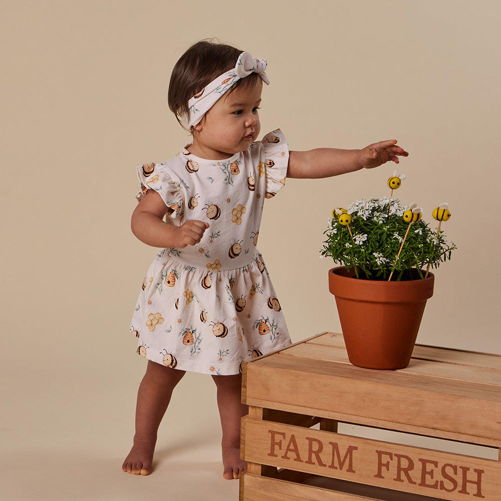 Bumblebees Short Sleeve Organic Dress - View 10